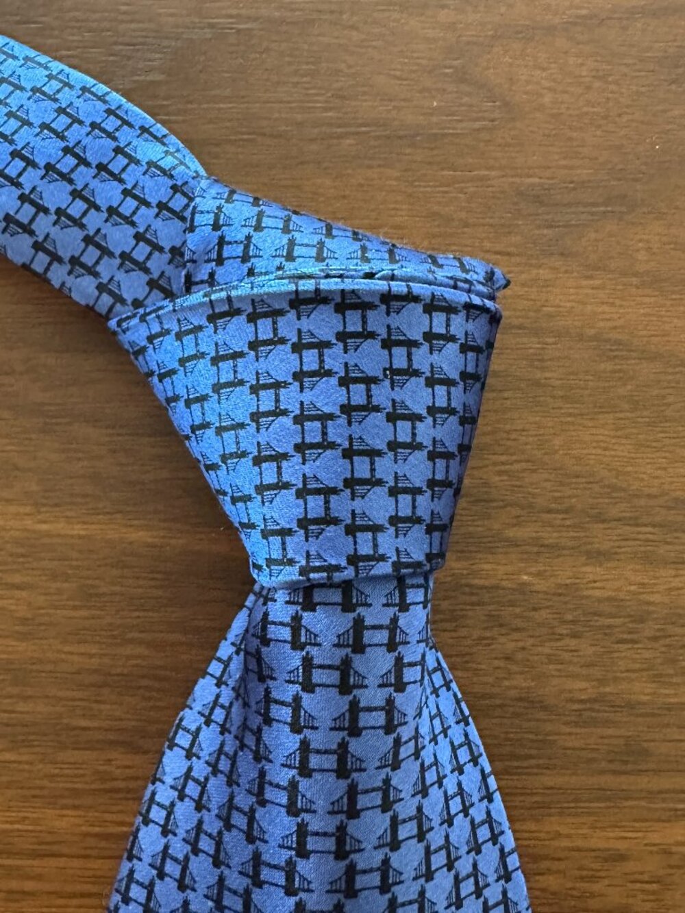 Dunhill Light Blue Brown Geometric Silk Tie